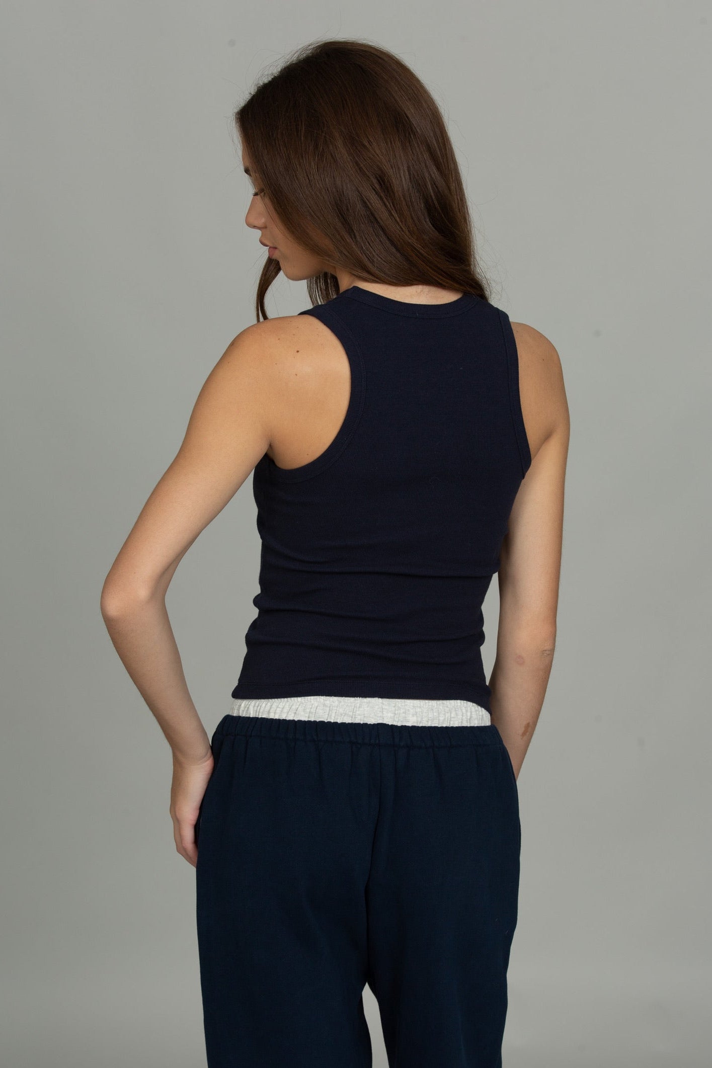 Midnight Navy Cotton Ribbed Tank