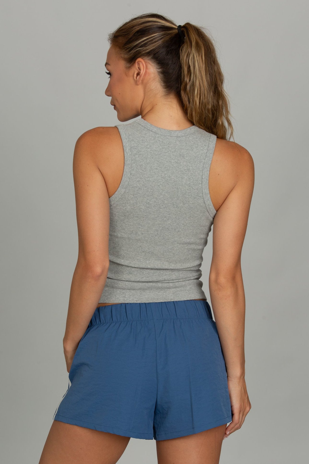 Medium Heather Grey Ribbed Cotton Tank