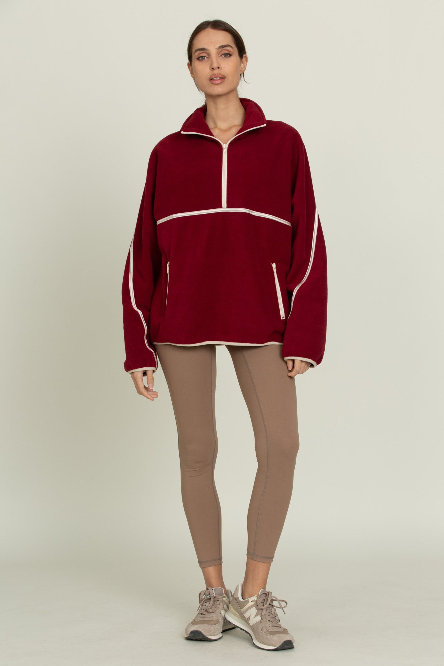 Maroon Minimalistic Half-Zip Pullover