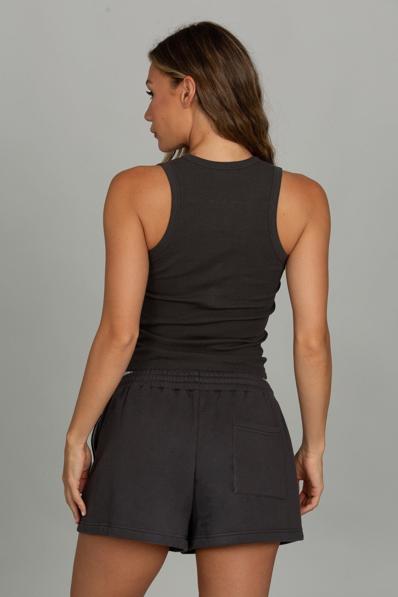 Off-Black Ribbed Cotton Tank