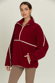 Maroon Minimalistic Half-Zip Pullover