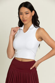 Ivory V-Neck Athletic Polo Top