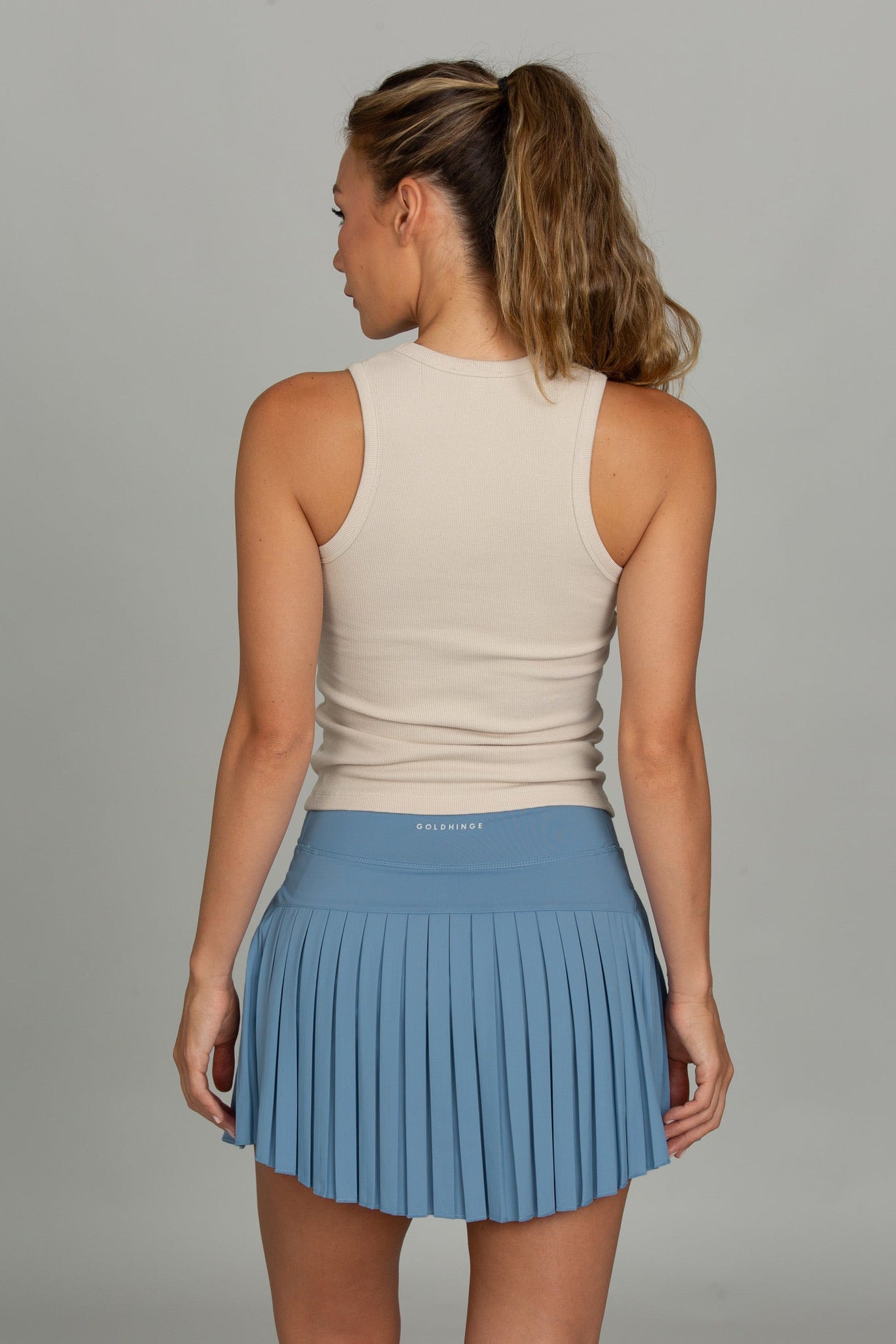 15" Stonewash Blue Pleated Tennis Skirt