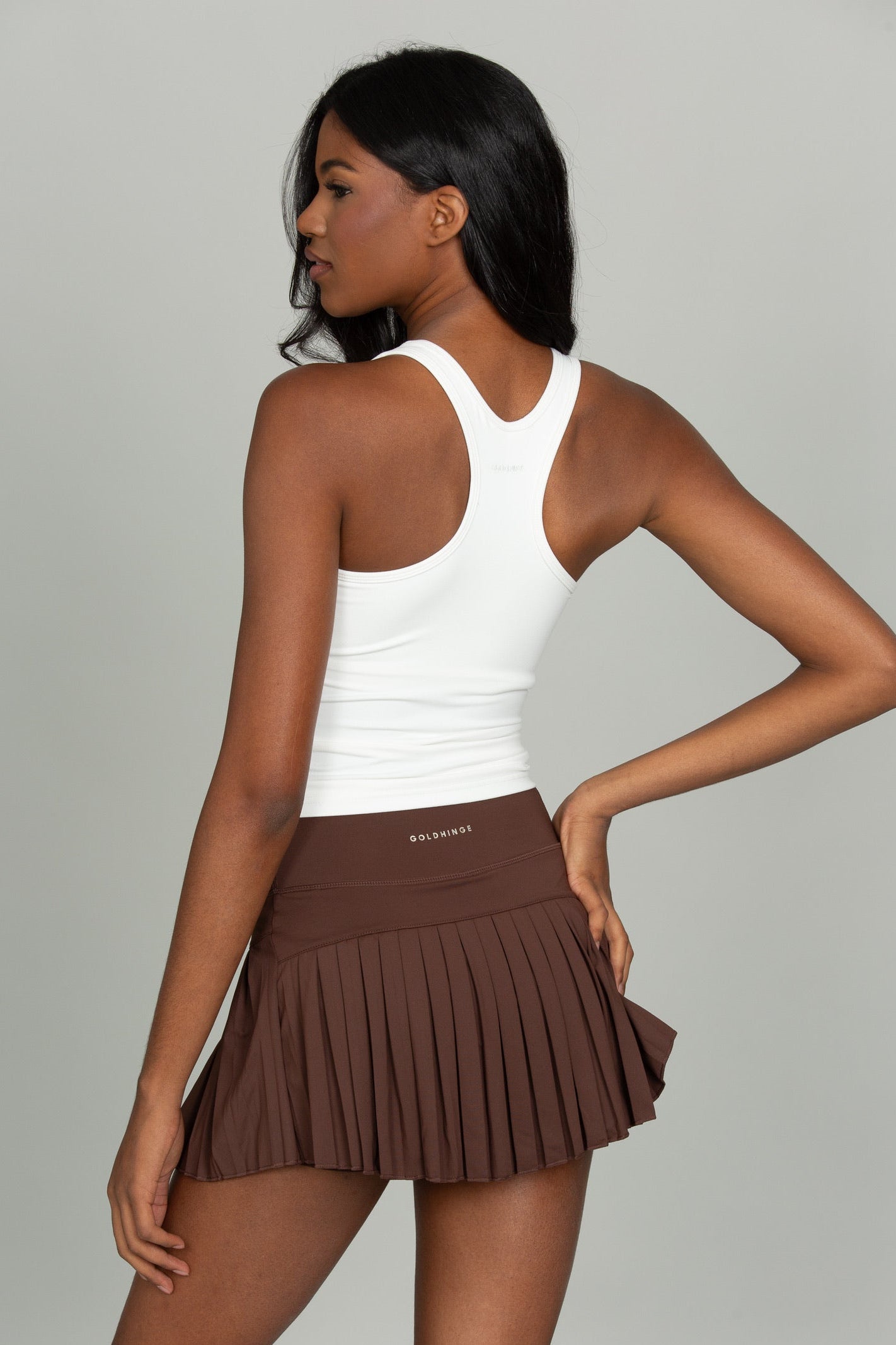 Dark Brown Pleated Tennis Skirt