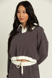 Charcoal Pullover Top