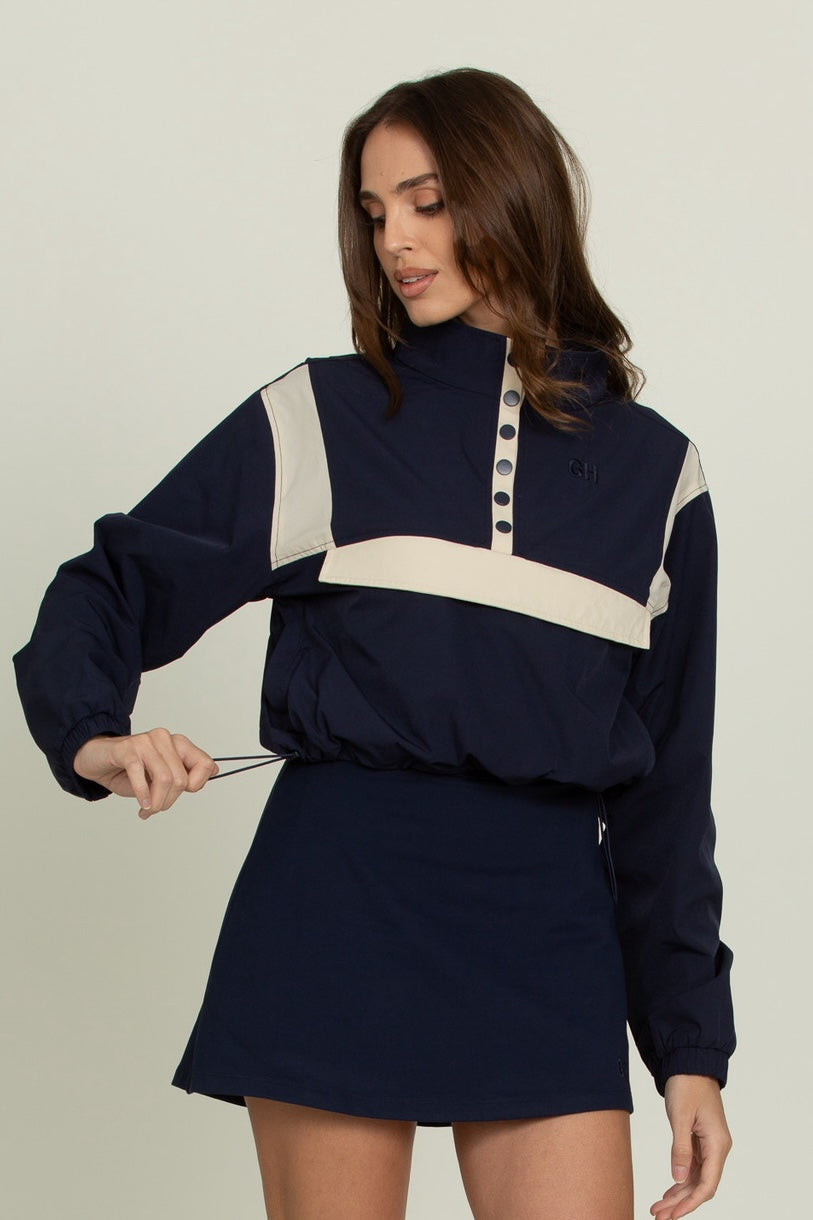Vintage Navy AirGlyde Cropped Windbreaker – Gold Hinge