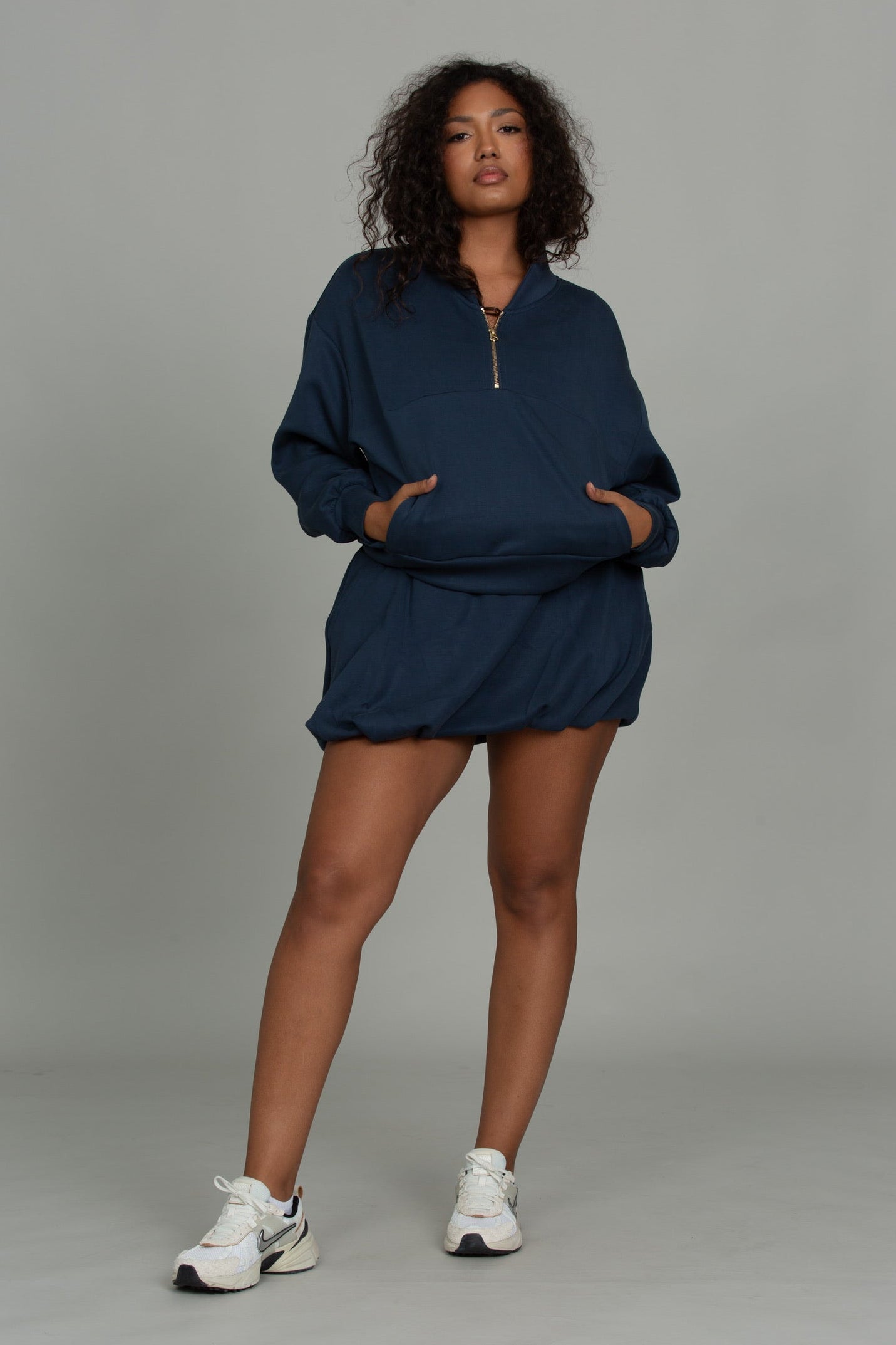 Stone Navy LuxeSoft Lounge Quarter Zip – Gold Hinge