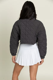 Charcoal Quilted Puffer Crop Pullover