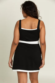 Black White Lined Active Dress