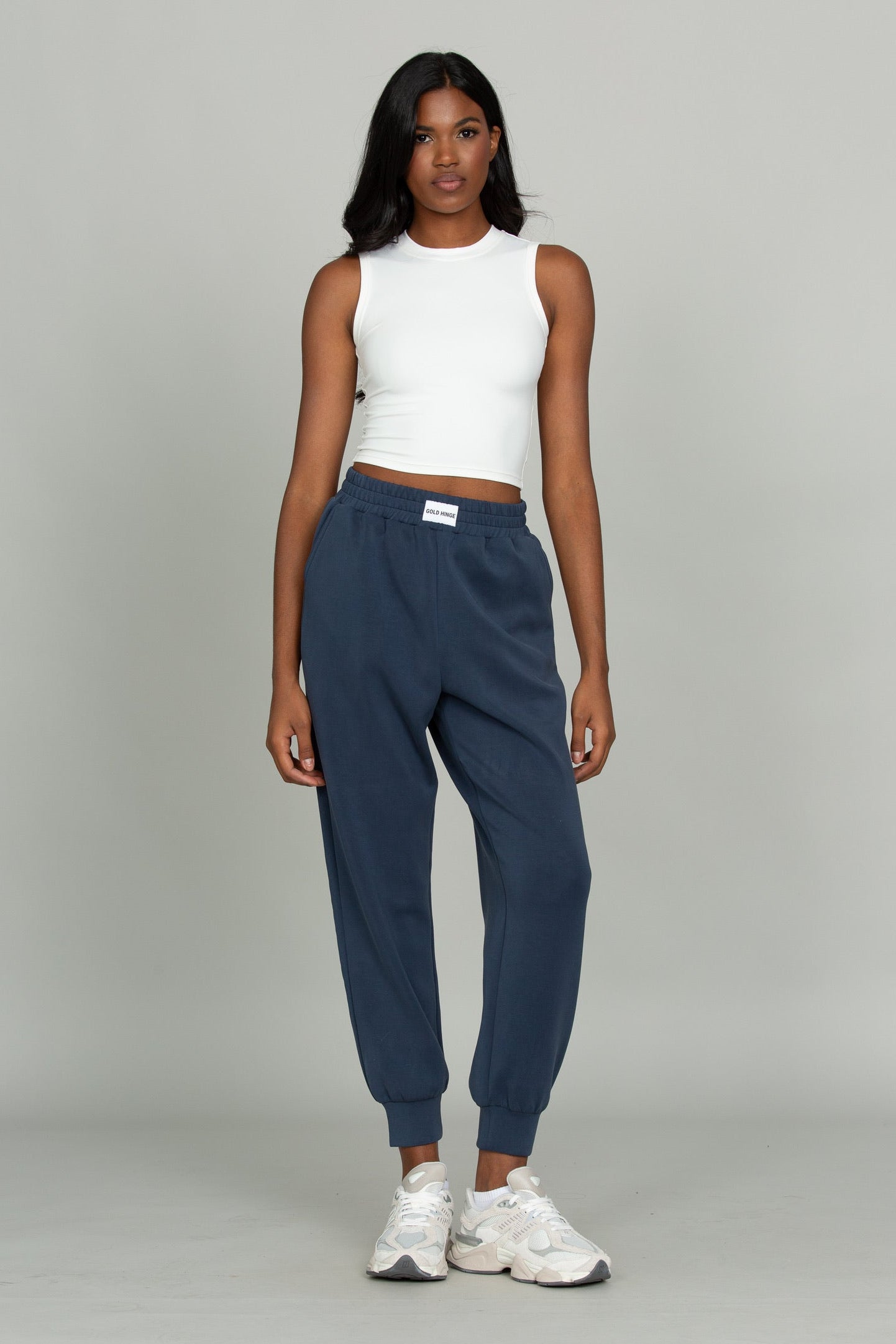 Stone Navy LuxeSoft Lounge Jogger – Gold Hinge