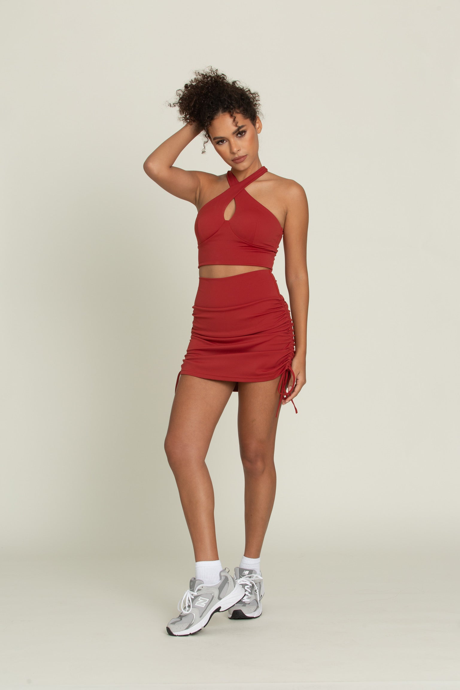 Rust Red Double Tie Athletic Skirt