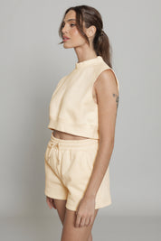 Butter Yellow Mock Neck Sleeveless Top