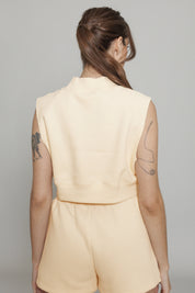 Butter Yellow Mock Neck Sleeveless Top