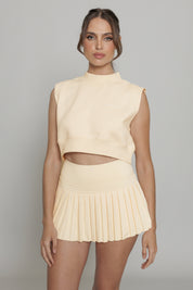 Butter Yellow Pleated Tennis Skirt