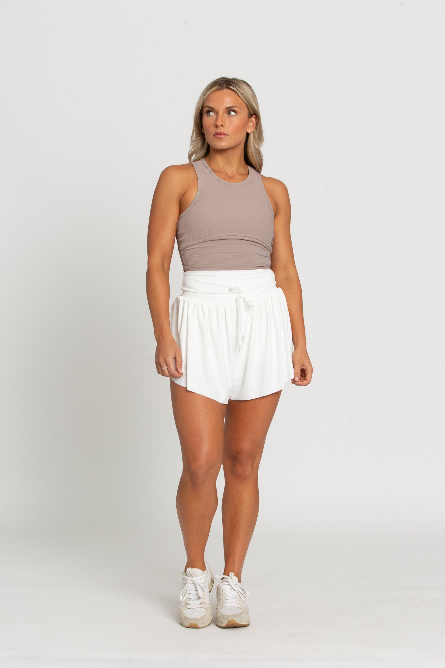 White Go-with-the-Flow Athletic Shorts