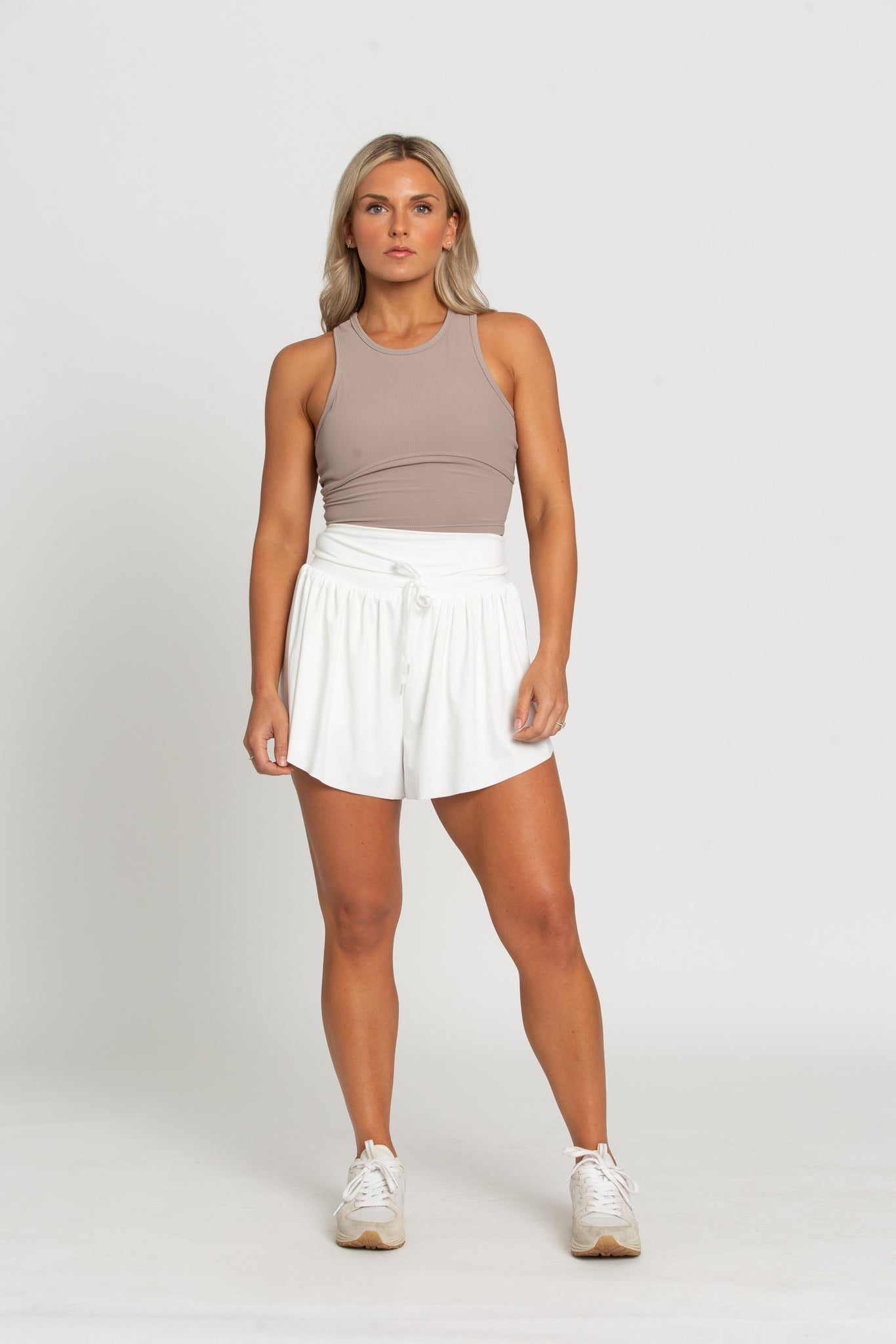 Taupe Ribbed Yoga Top