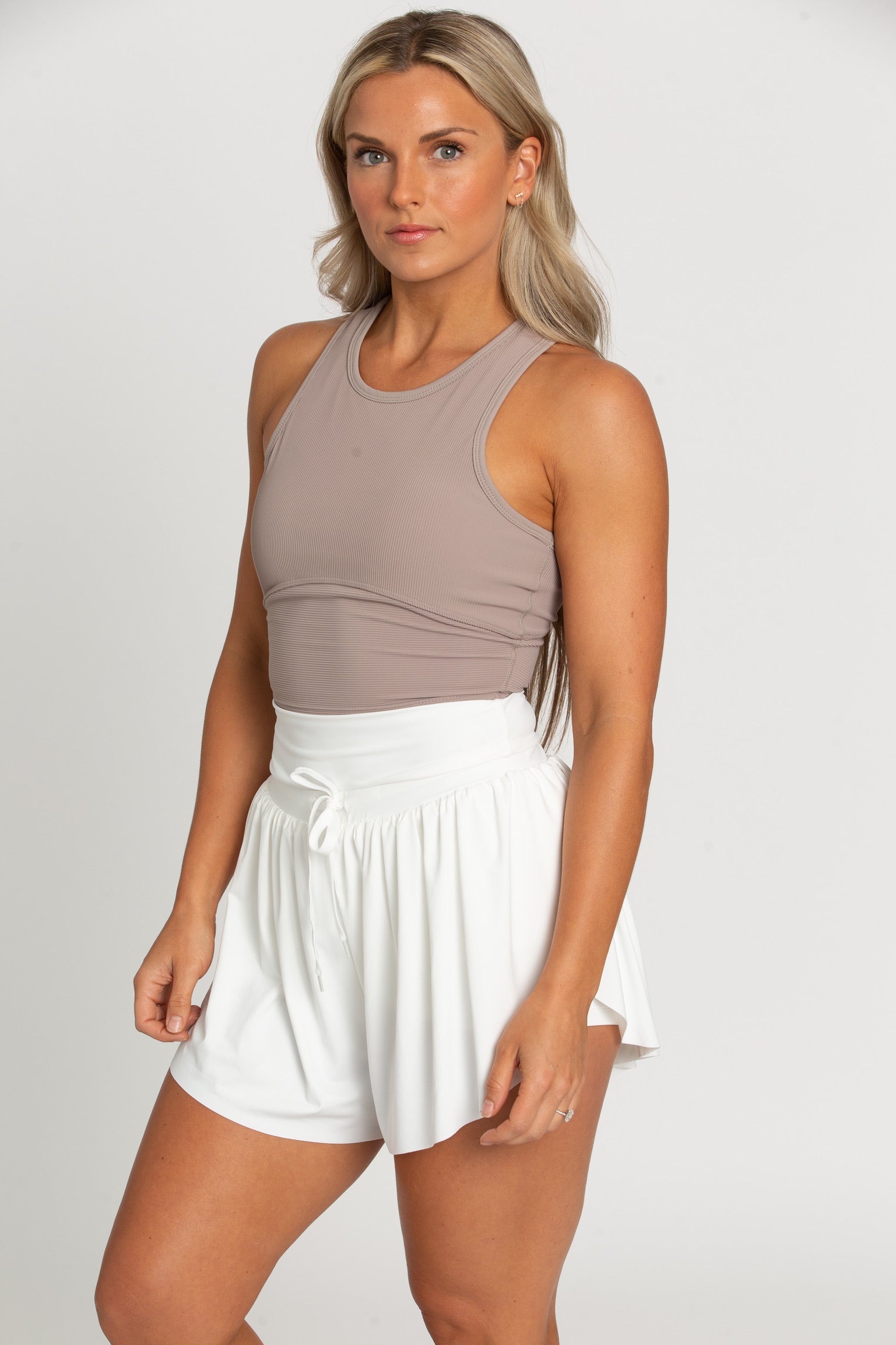 Taupe Ribbed Yoga Top