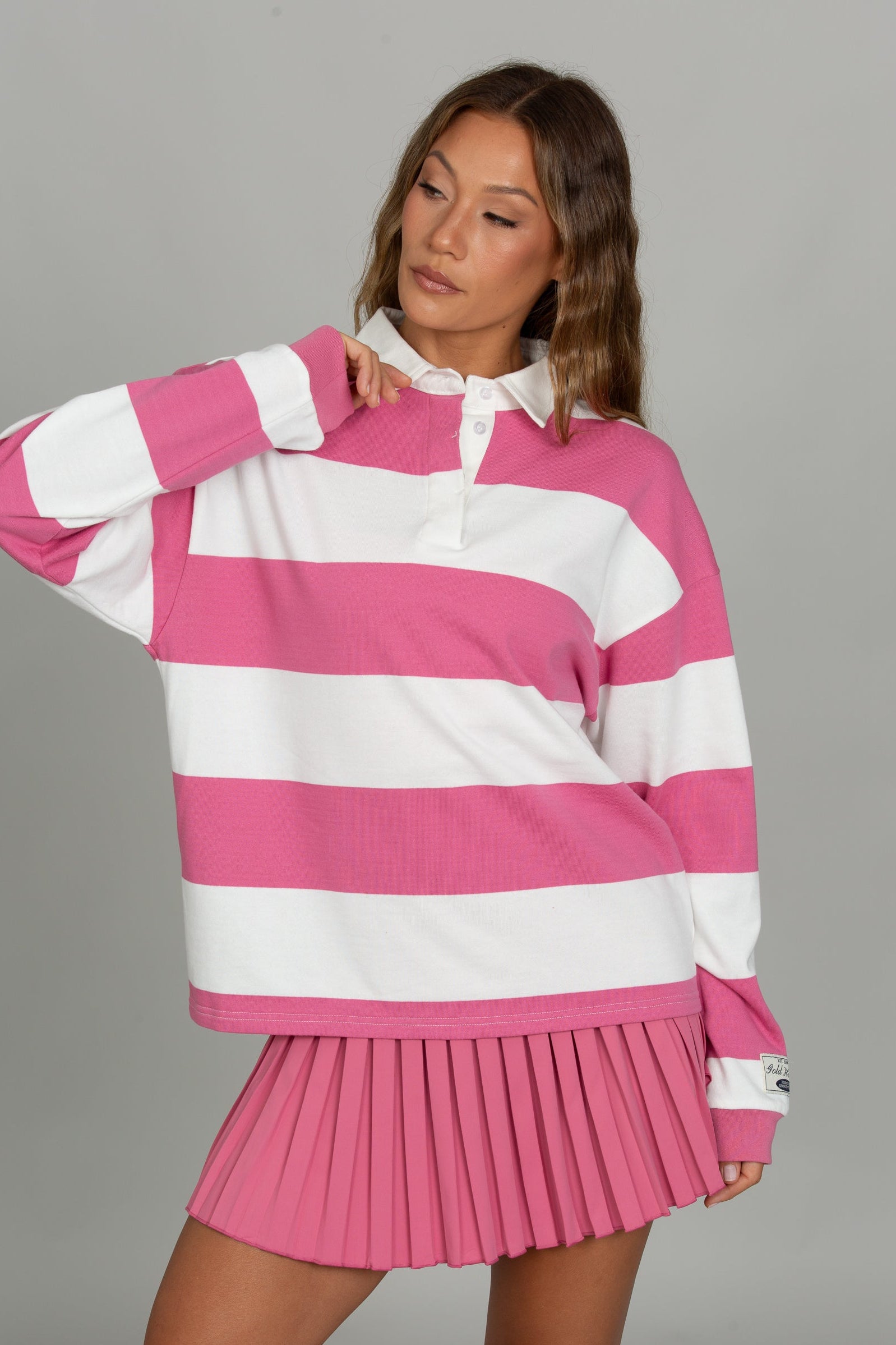 Magenta Striped Rugby Top