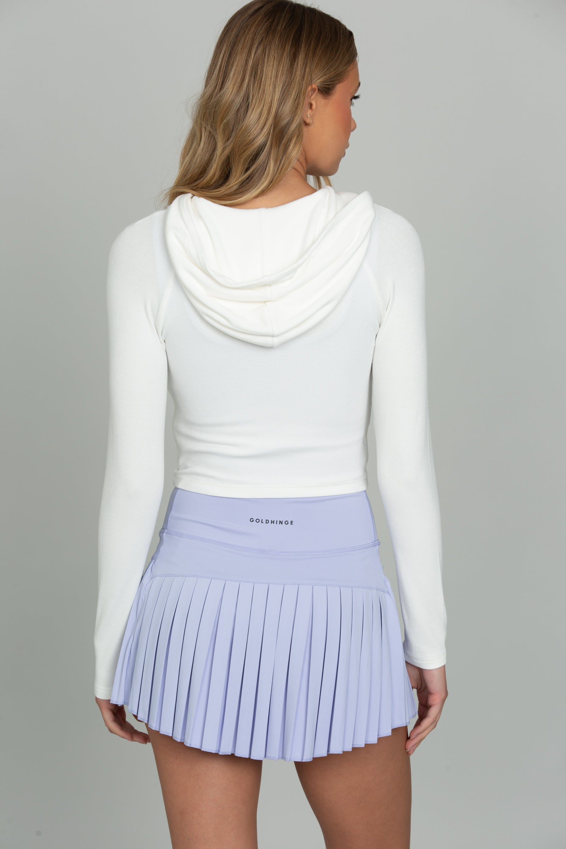 Ivory Ribbed Hoodie Jacket