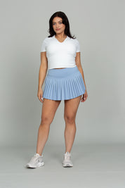 White Preppy V-Neck Polo Top
