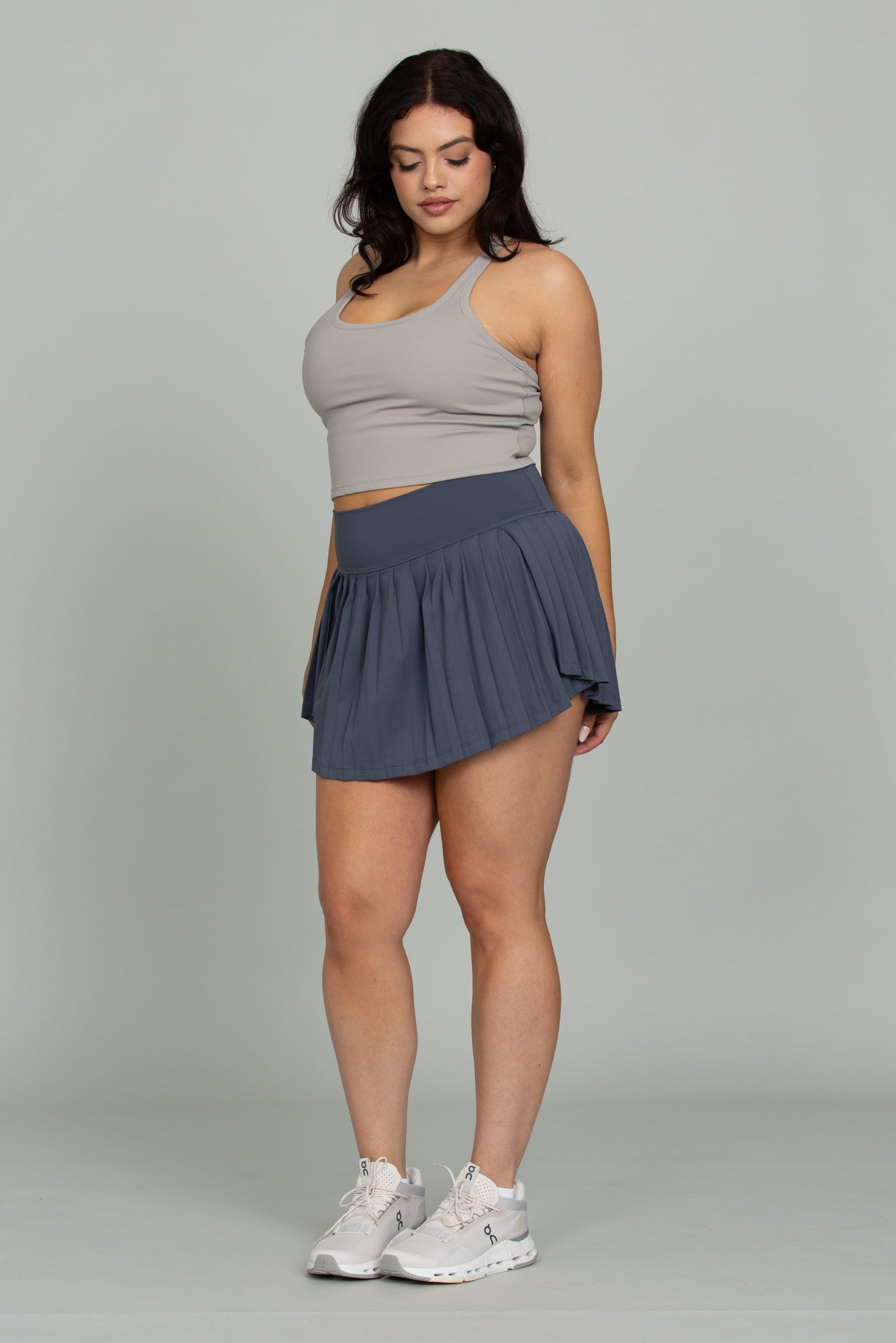 Navy Tiered Pleated Tennis Skirt
