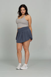 Navy Tiered Pleated Tennis Skirt
