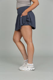 Navy Tiered Pleated Tennis Skirt