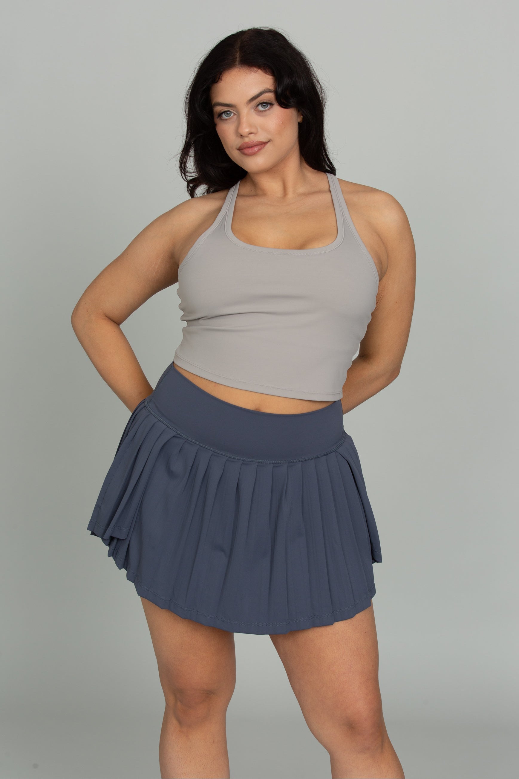 Navy Tiered Pleated Tennis Skirt