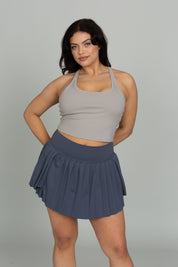 Navy Tiered Pleated Tennis Skirt