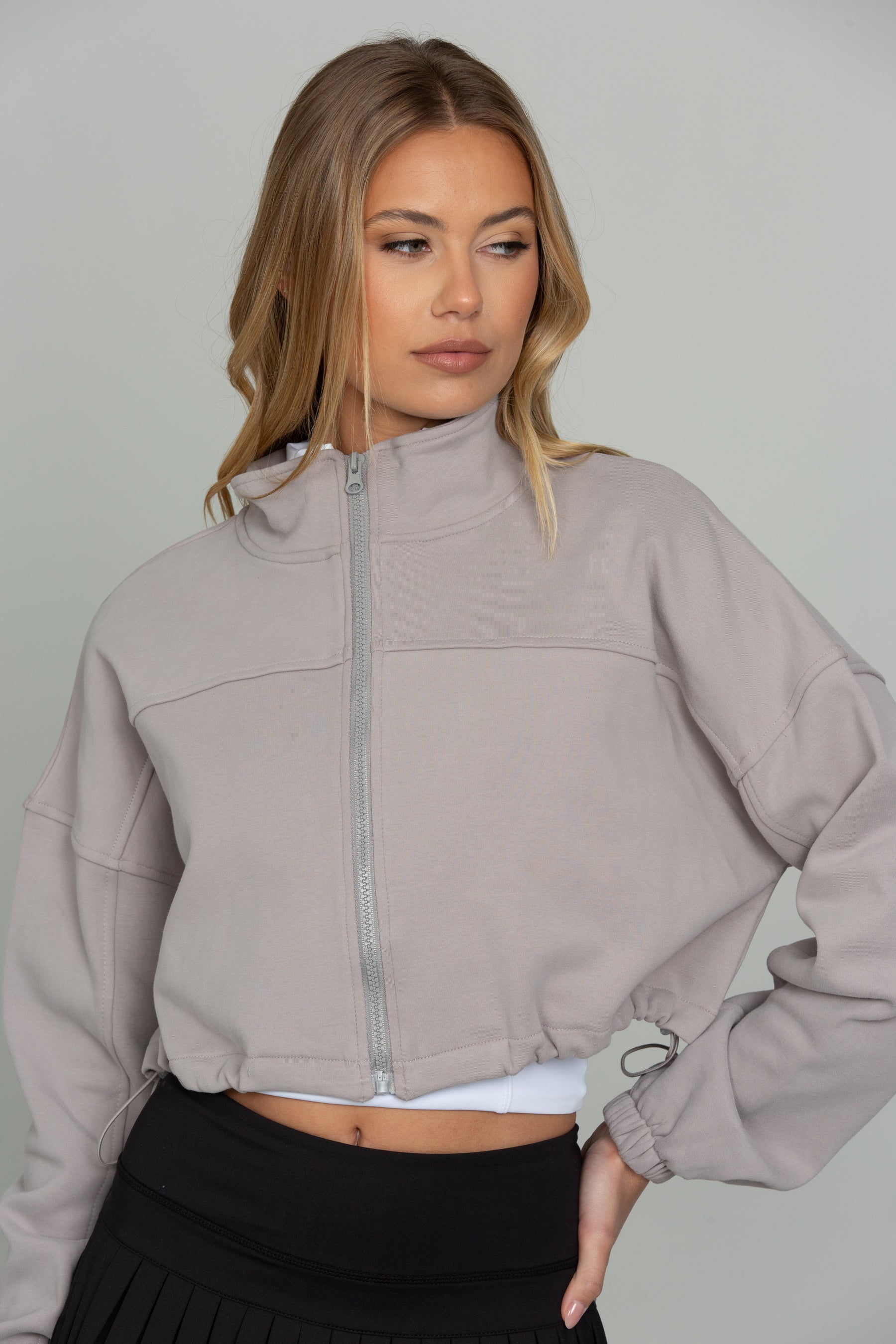 Misty Cinched Zip-Up Jacket – Gold Hinge