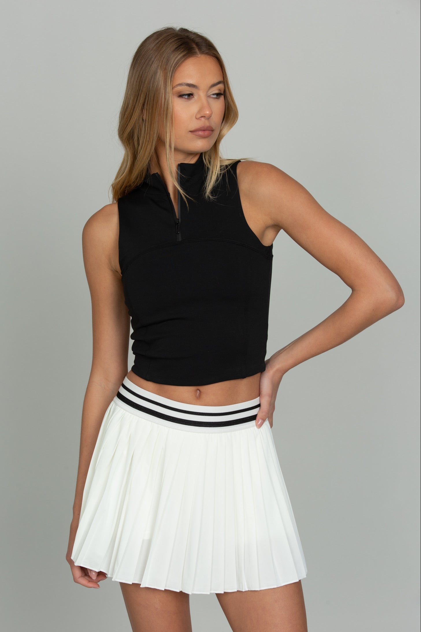 Ivory Striped Tennis Skirt