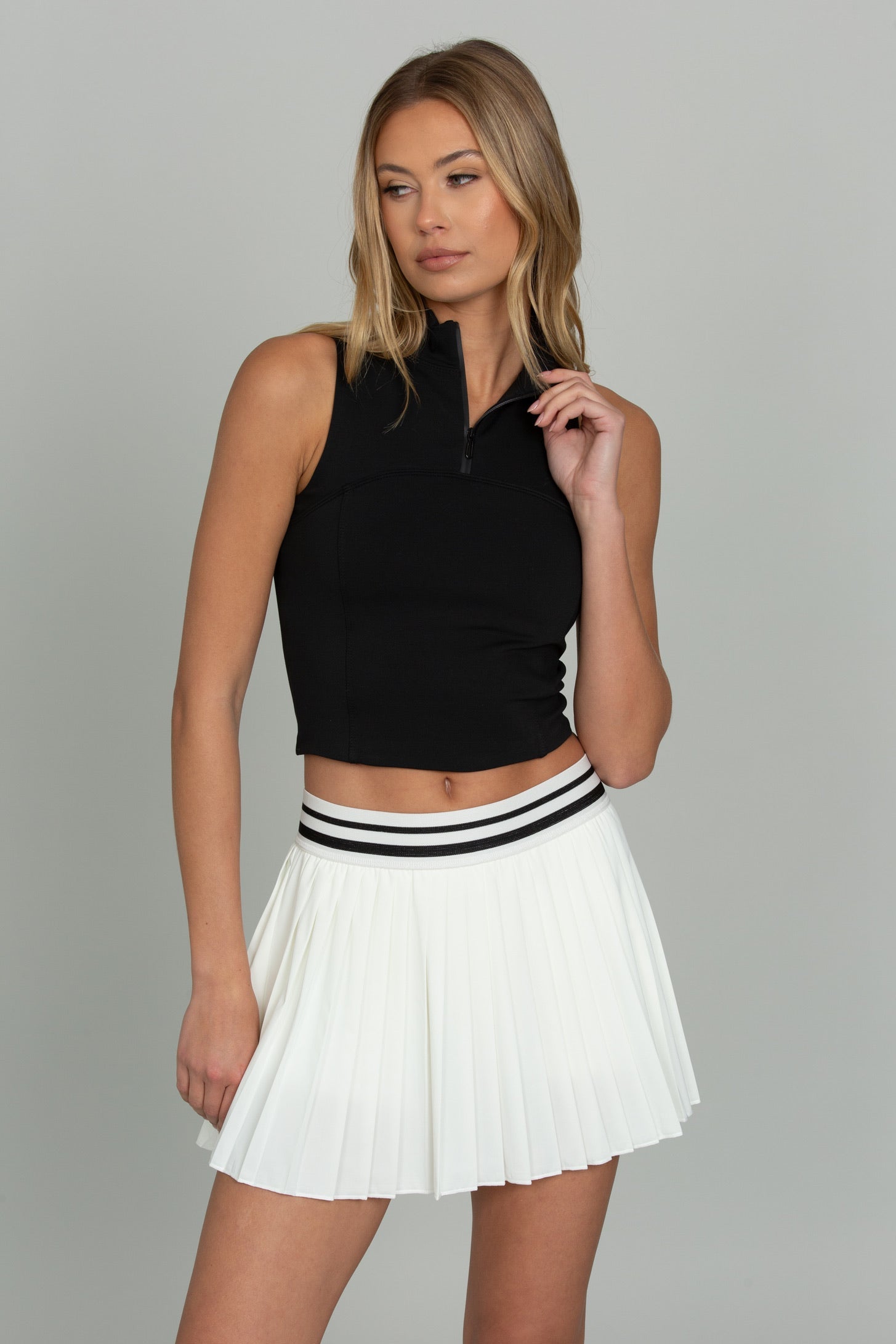Ivory Striped Tennis Skirt