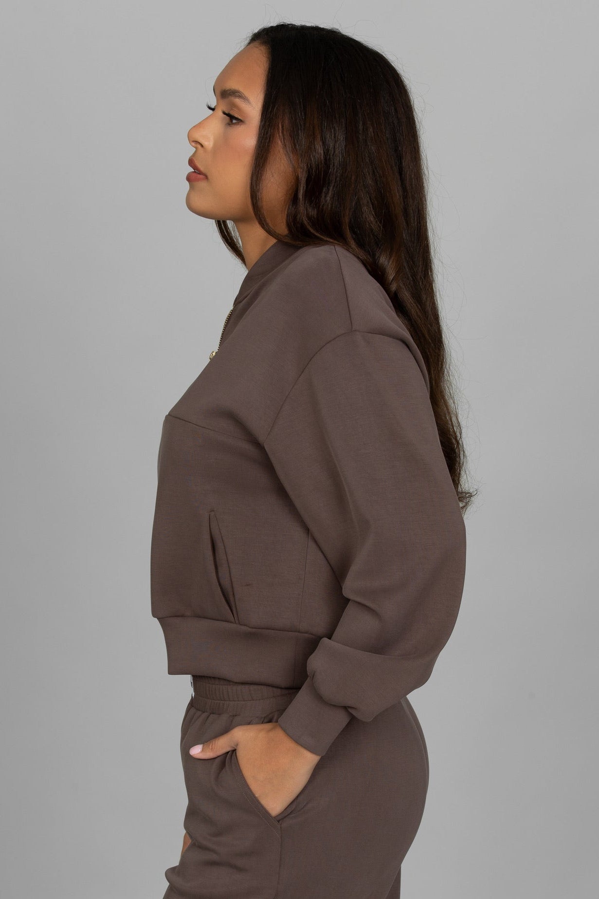 Mocha LuxeSoft Lounge Quarter Zip