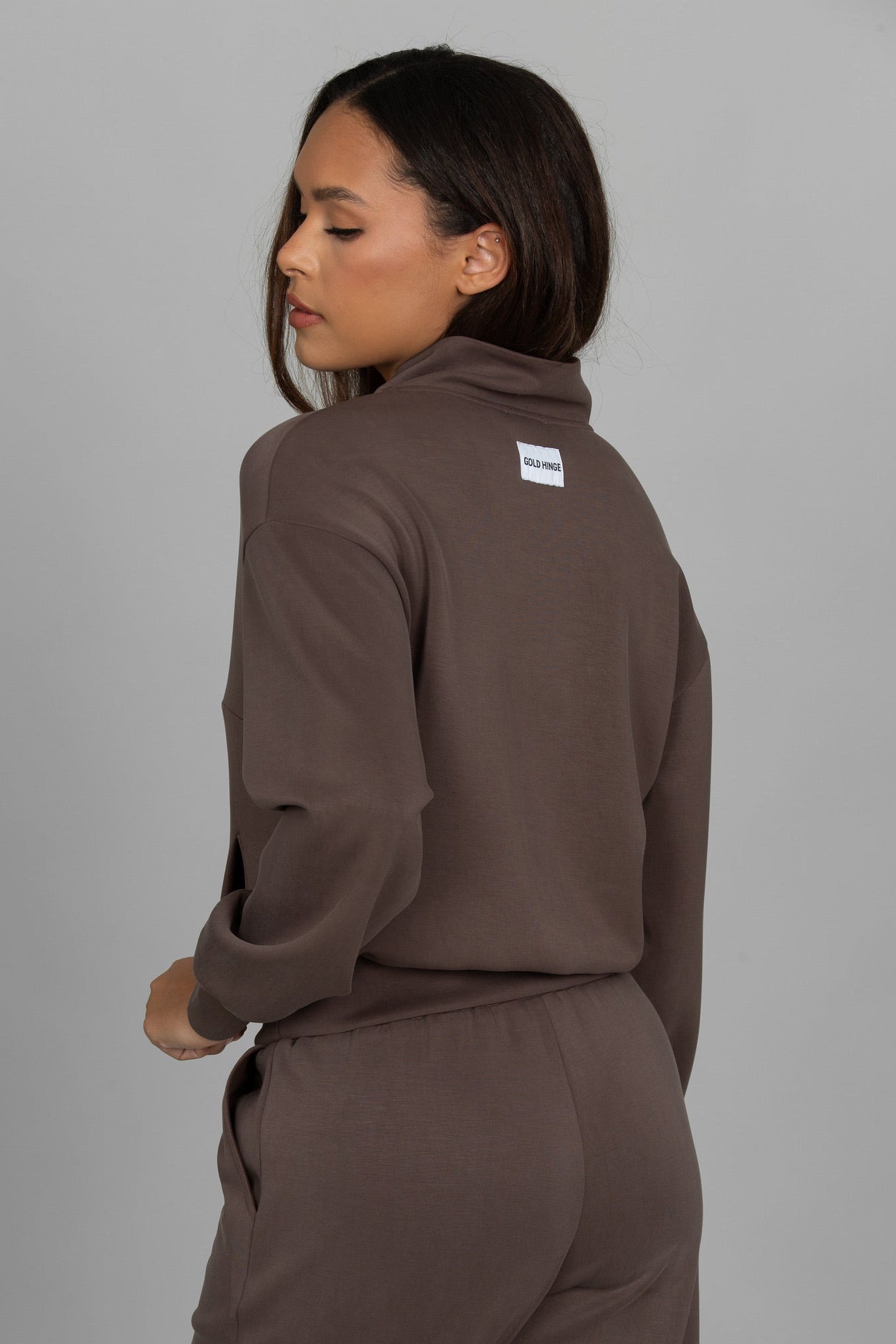 Mocha LuxeSoft Lounge Quarter Zip