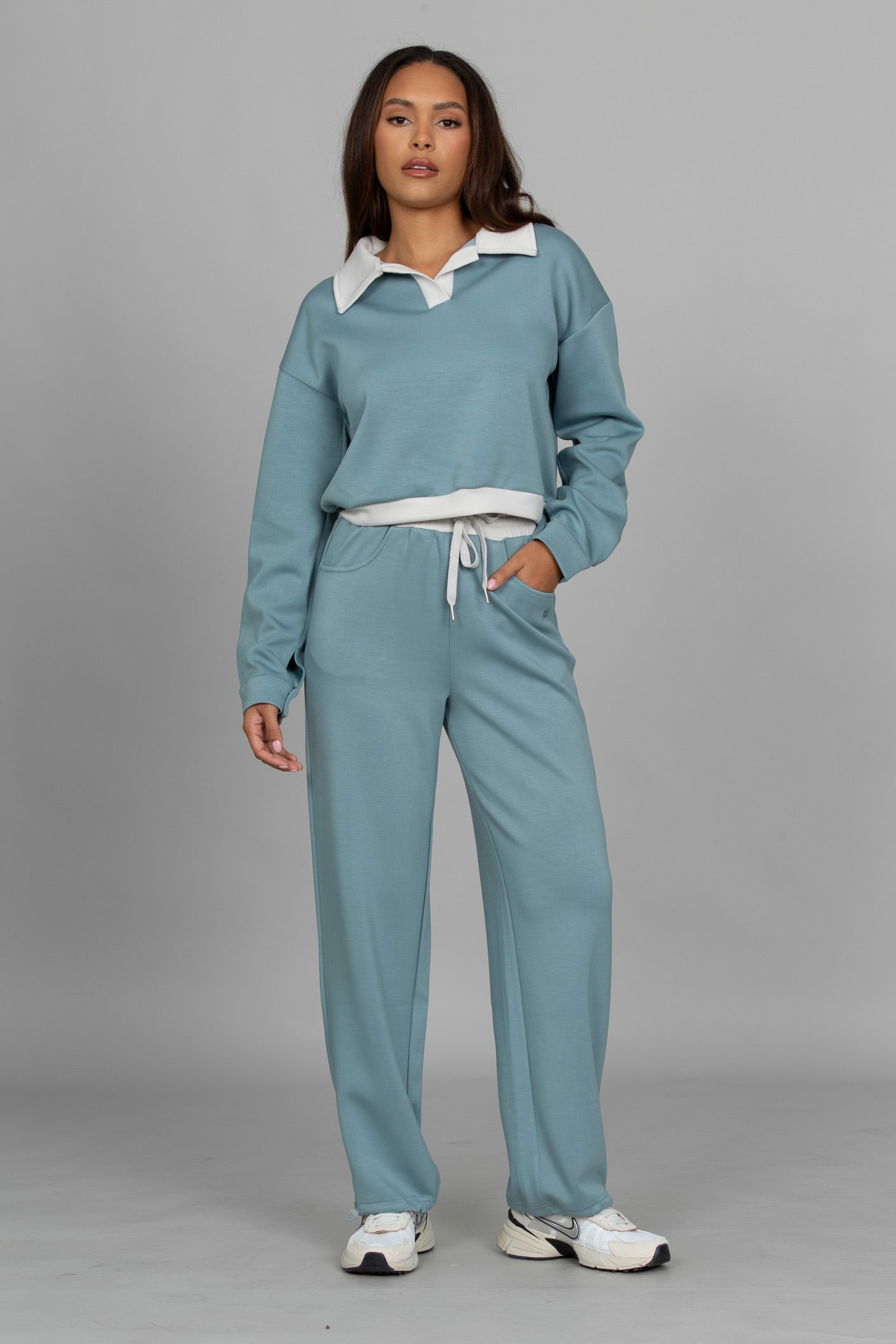 Stone Blue LuxeSoft Wide Leg Pant