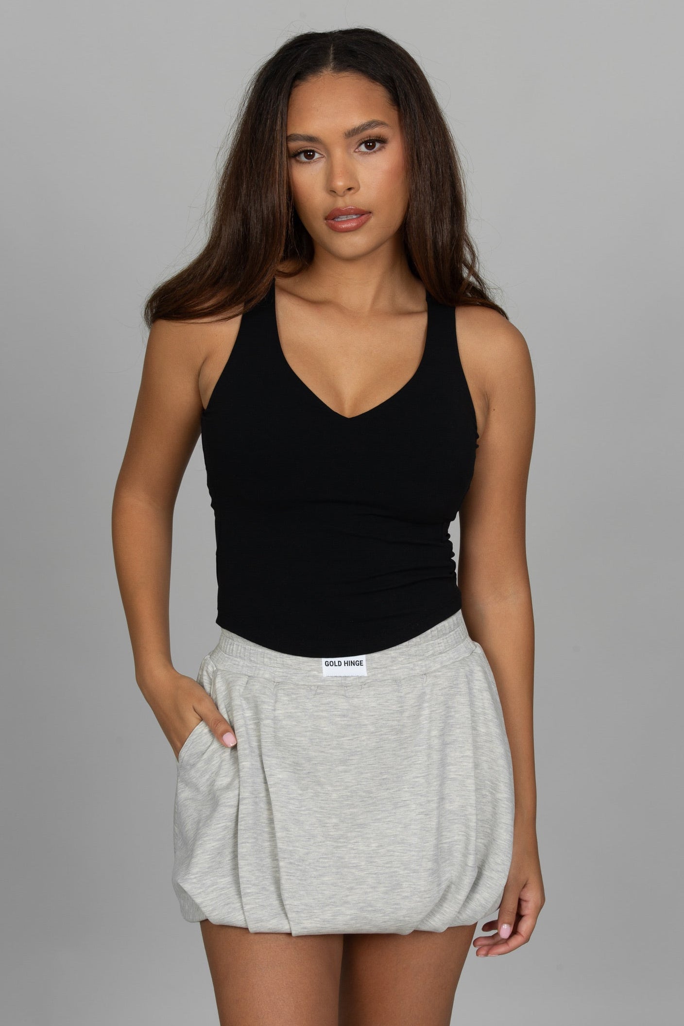 Heather Grey LuxeSoft Bubble Skirt – Gold Hinge