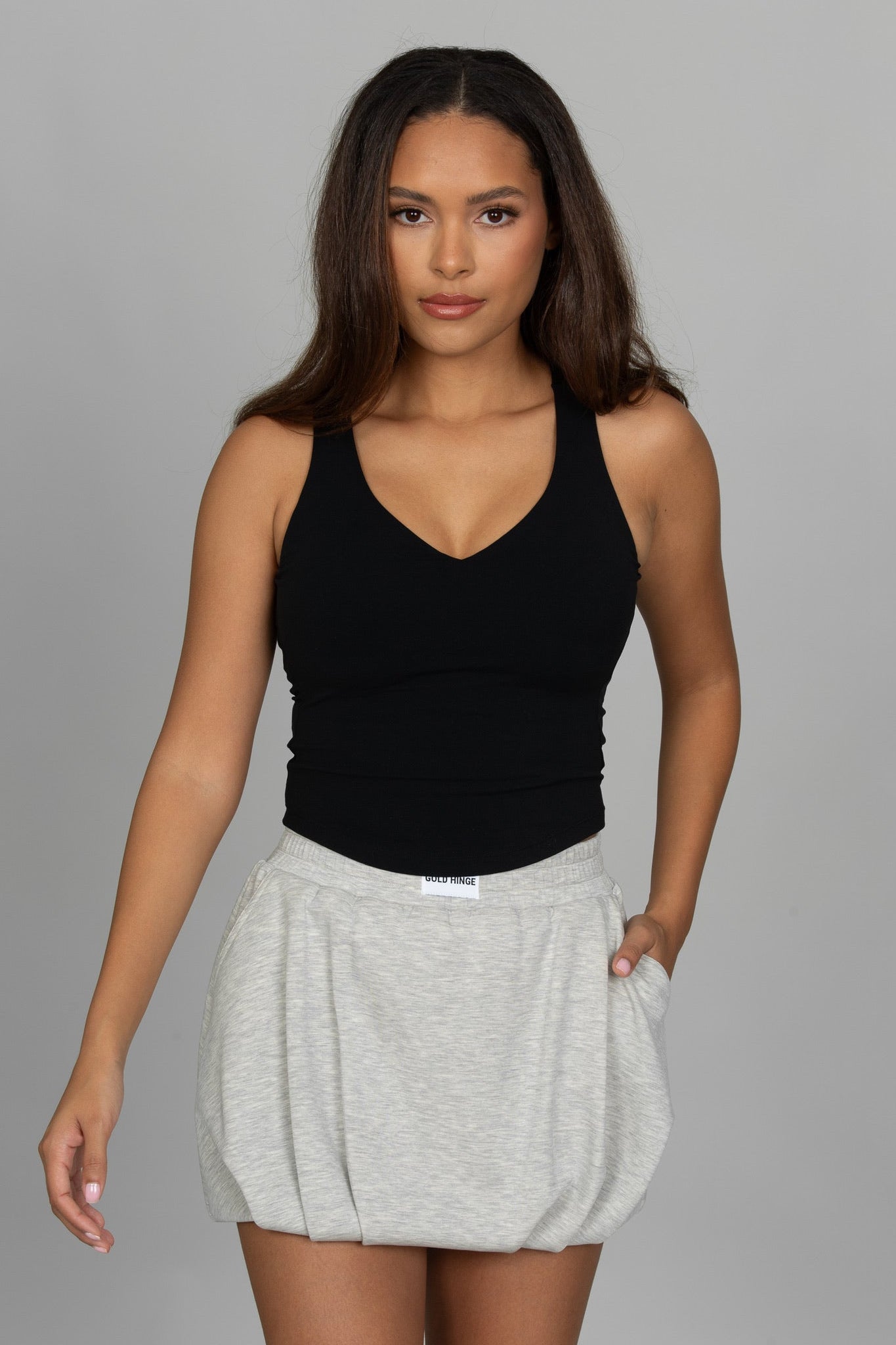 Black Open Back Sweetheart Tank