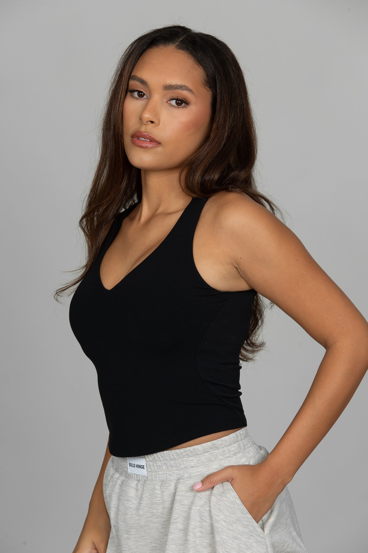 Black Open Back Sweetheart Tank