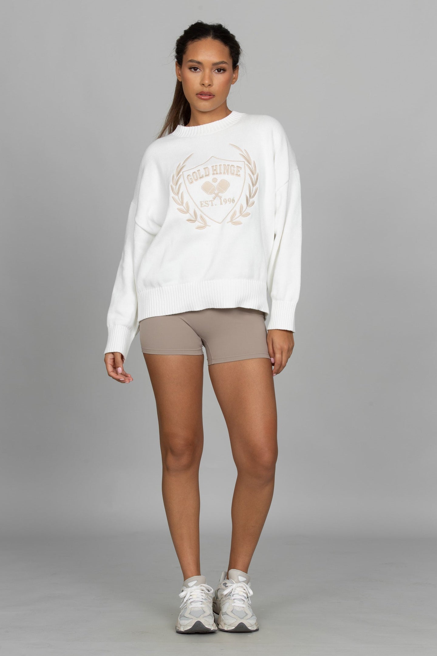 Ivory Oversized Crest Sweater