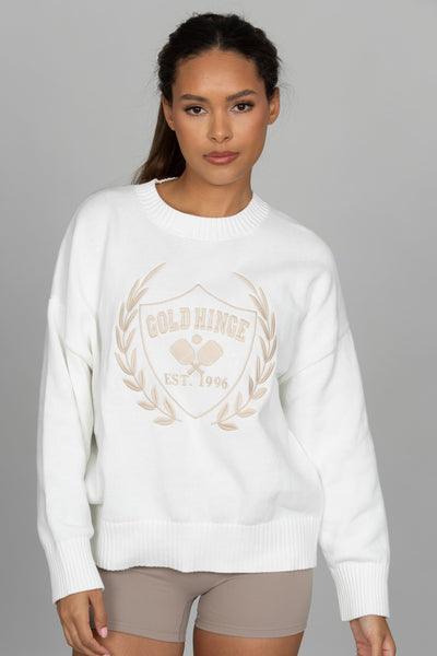 Ivory Oversized Crest Sweater – Gold Hinge