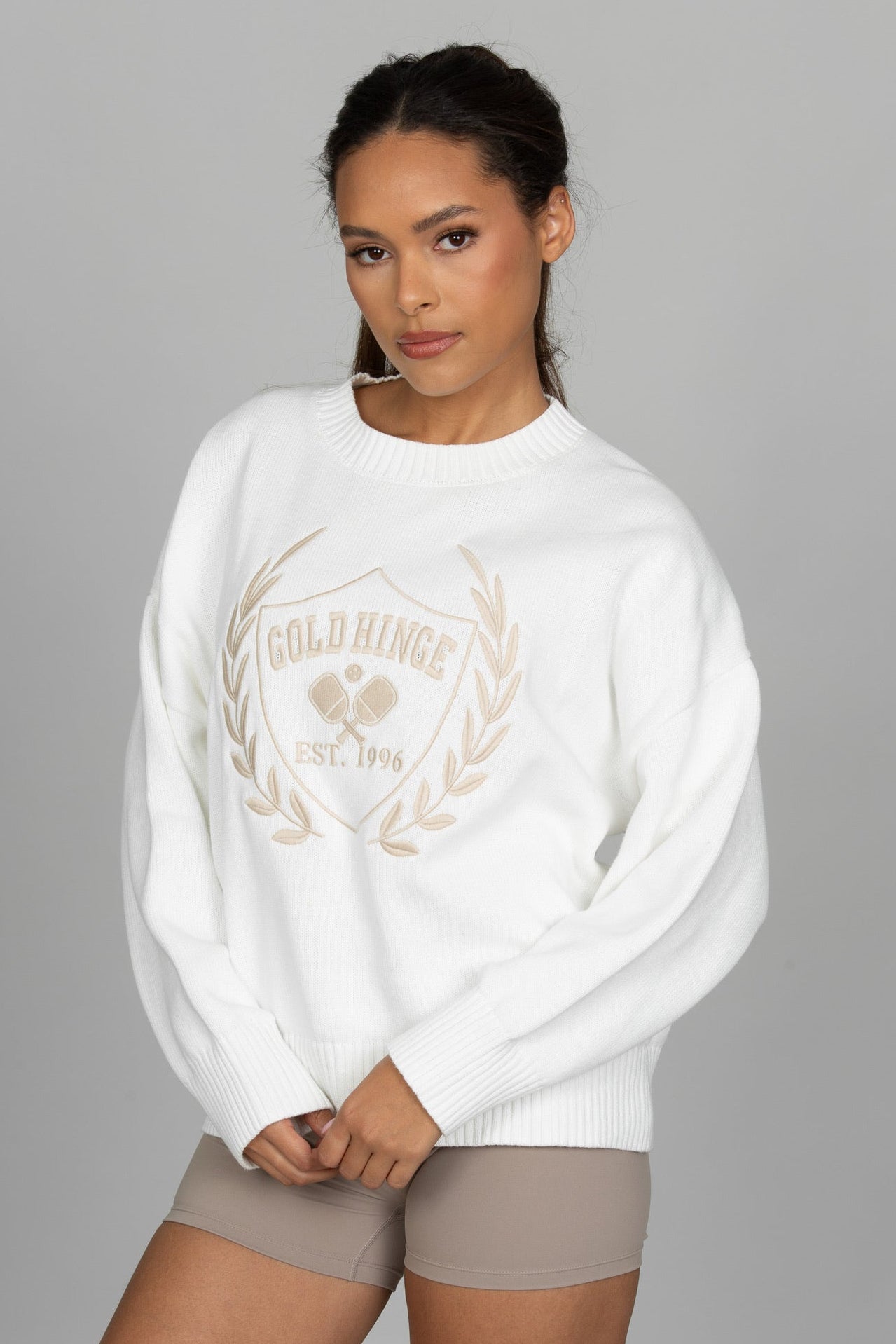 Ivory Oversized Crest Sweater