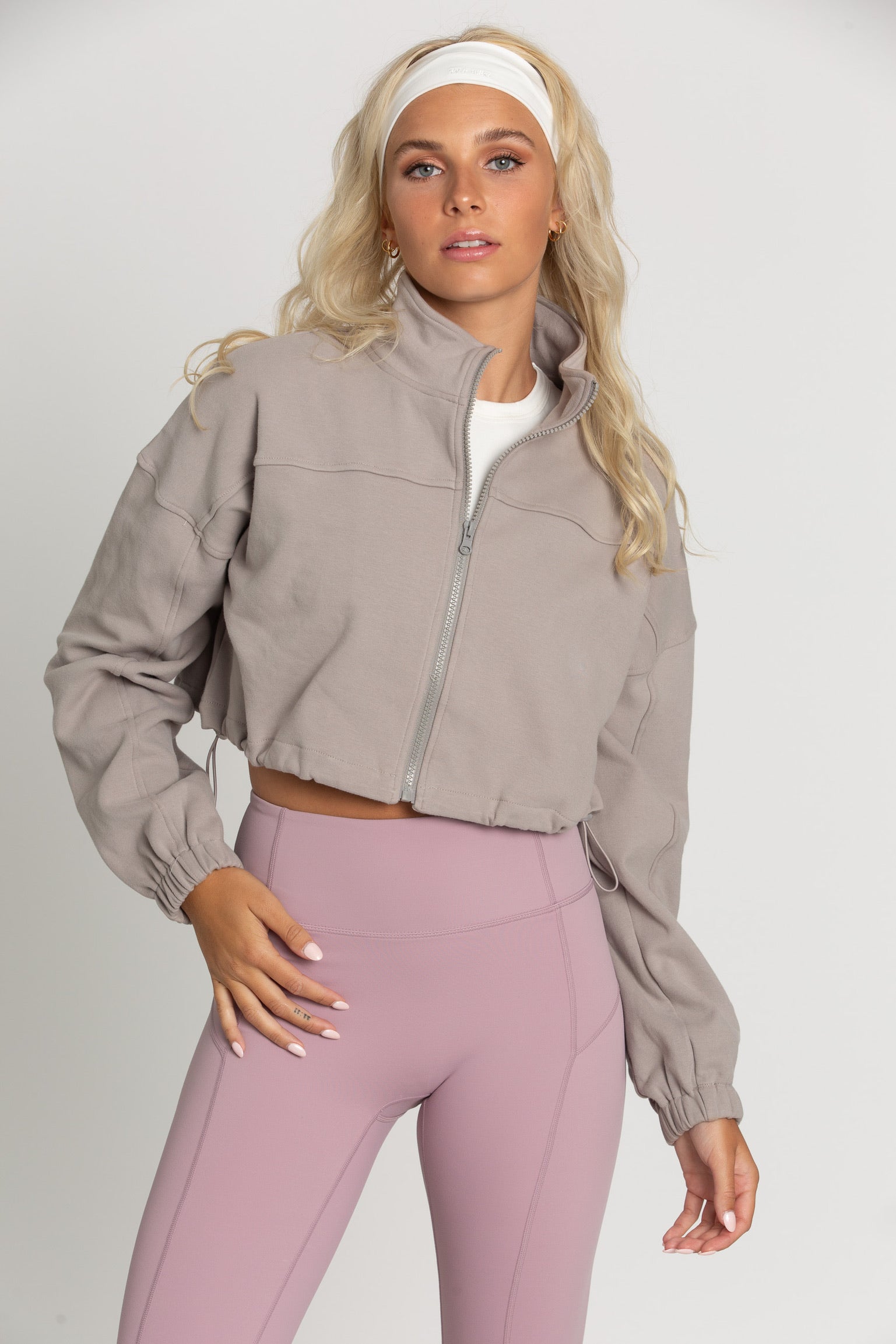 Misty Cinched Zip-Up Jacket