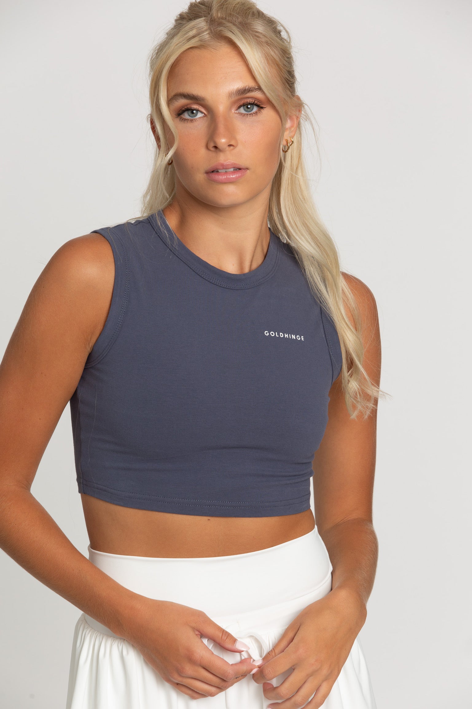 Navy Sleeveless Softy Crop Top