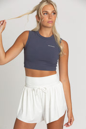 Navy Sleeveless Softy Crop Top