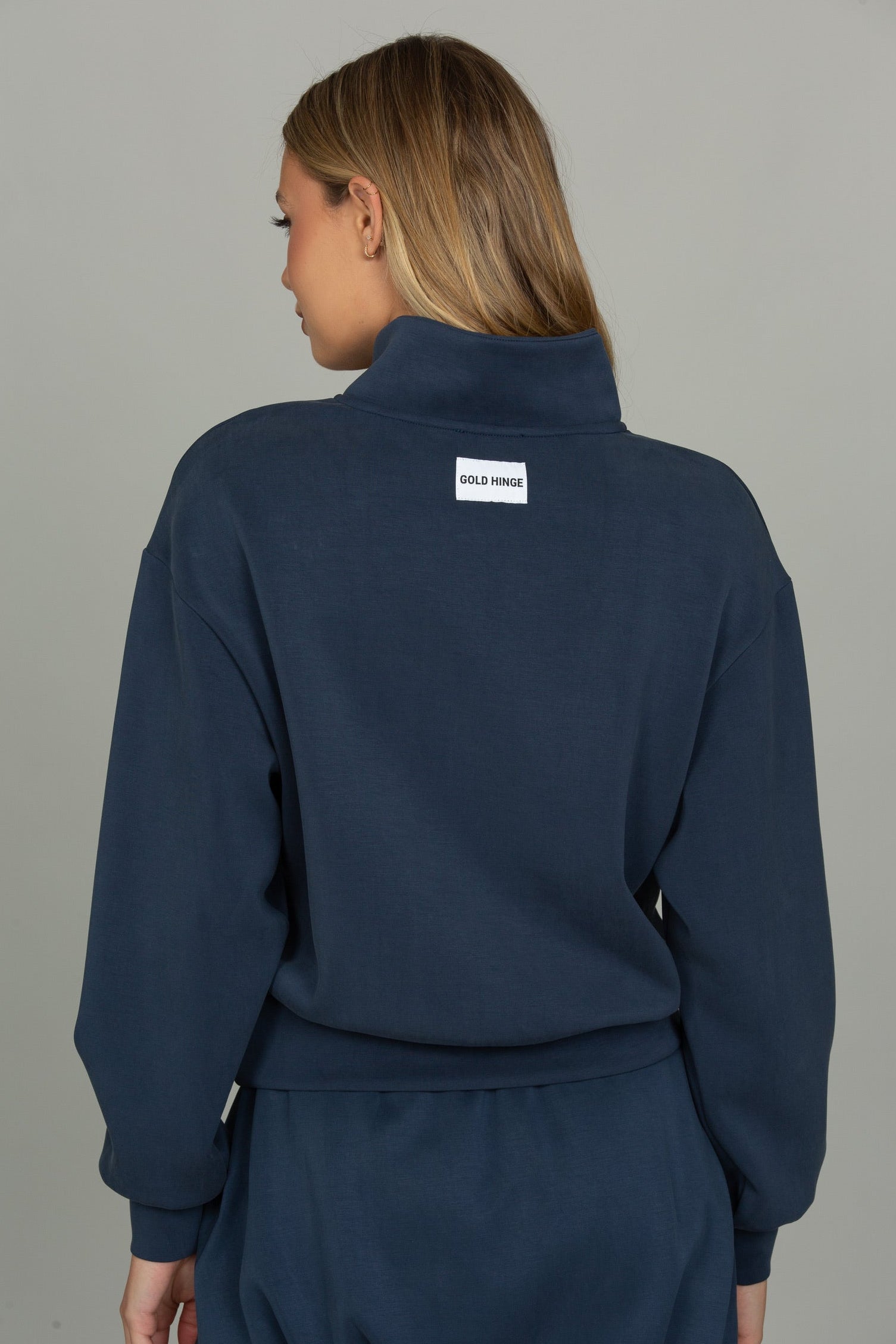 STONE  ジップアップトレーナー ネイビー Stone Navy LuxeSoft Lounge Quarter Zip – Gold Hinge