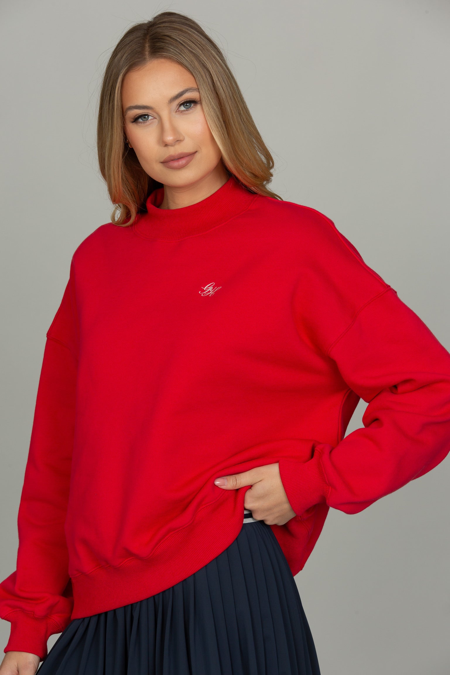 Bright Ruby Prep Mock Neck