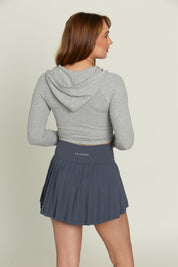 Heather Grey Ribbed Hoodie Jacket