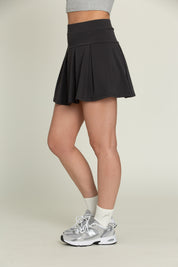 Off-Black Wide Pleat Tennis Skirt