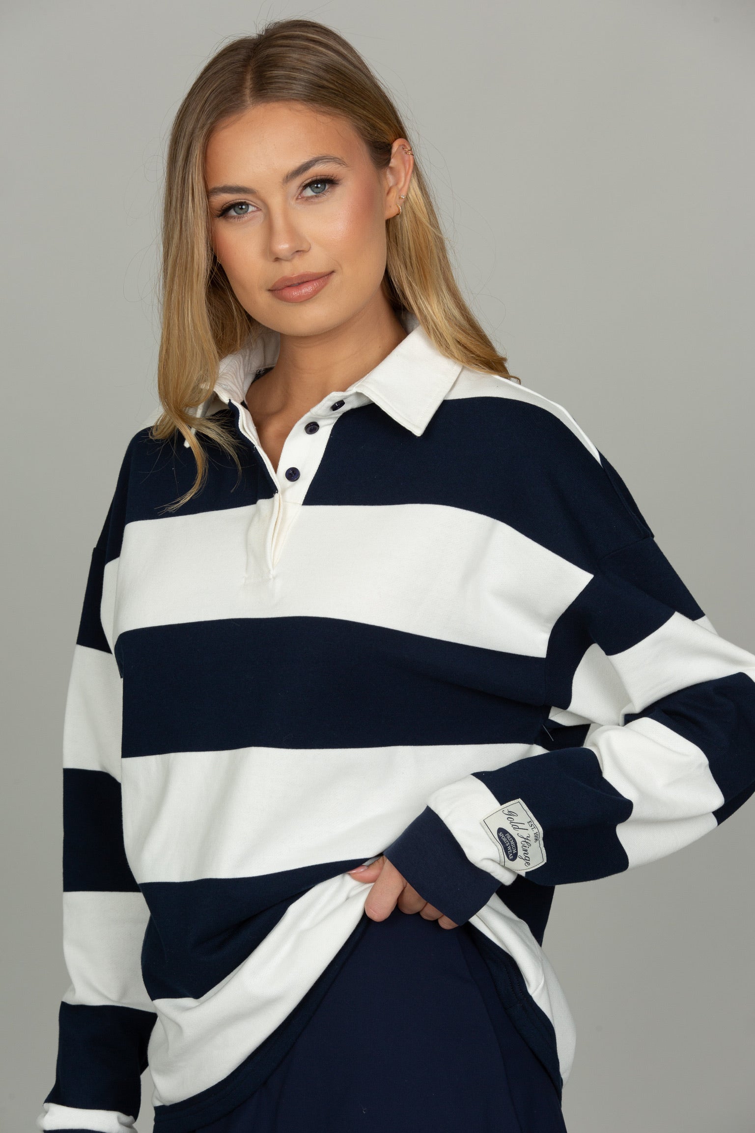 Navy Striped Rugby Top