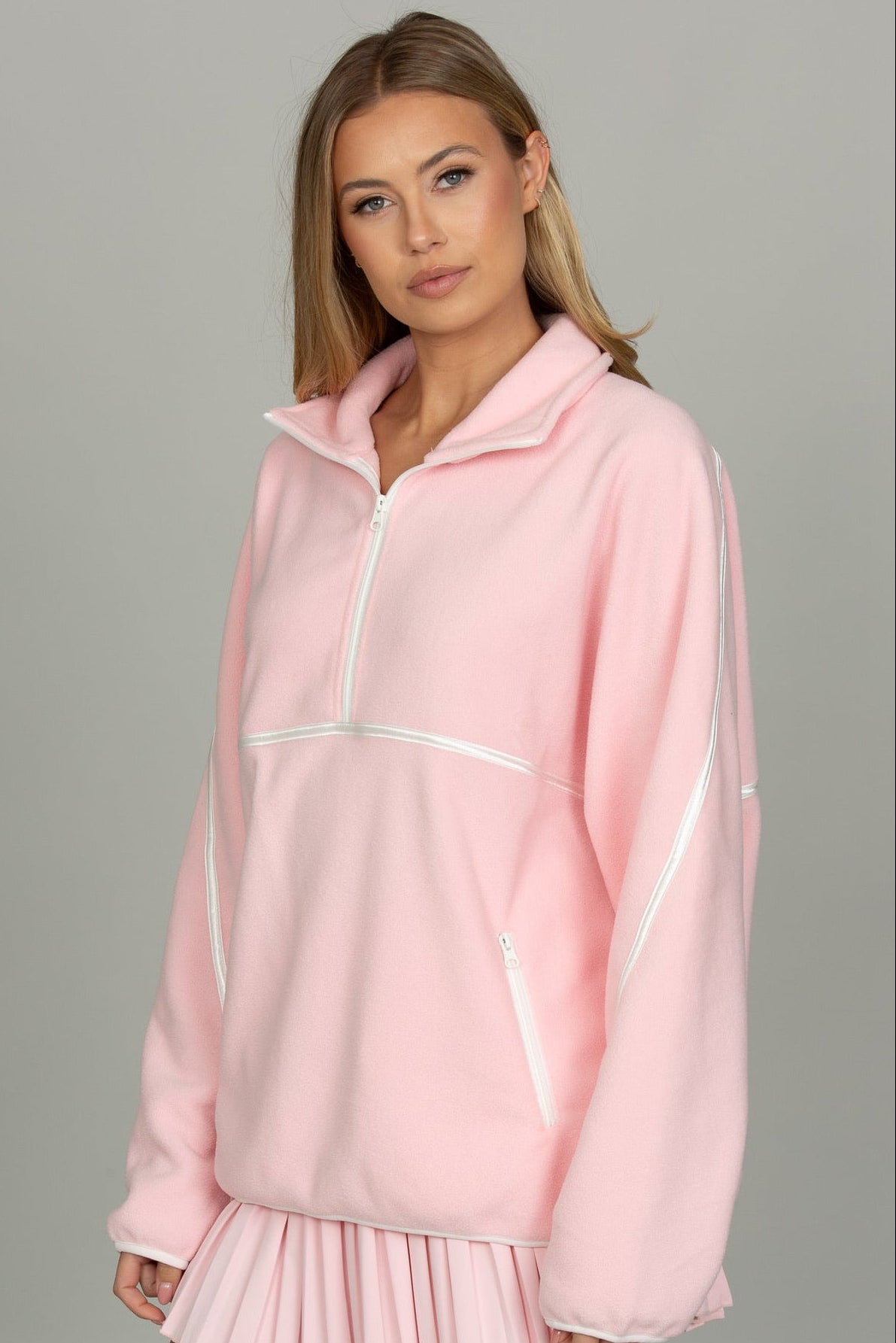 Almond Blossom Minimalistic Half-Zip Pullover